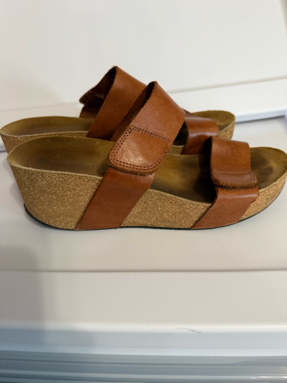 Eric Michael Womens 42 Lola Sabbia Lily Sandals Brown Leather Platform Wedge